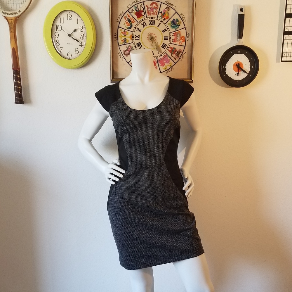 NWOT Express Bodycon Grey/Black Dress Sz 8